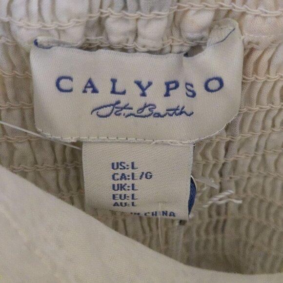 Calypso St. Barth NWT Tropical Palm Tree Crochet Lace Tiered Maxi Dress Size L - Picture 7 of 8